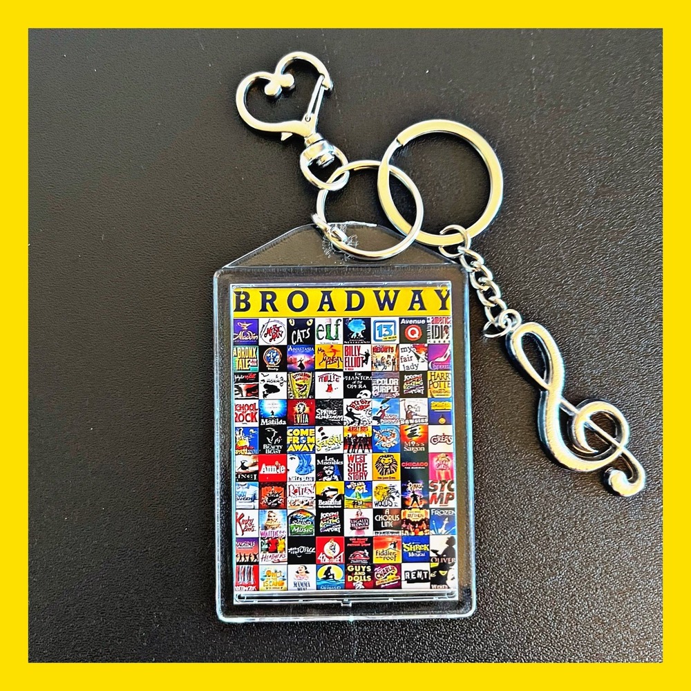 Personalized Broadway Musical‎ Keychain: Double Sided Photo, Music Key